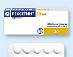 Rexetín - návod na použitie v tabletách, zloženie, indikácie, vedľajšie účinky, analógy a cena Použitie počas tehotenstva a laktácie
